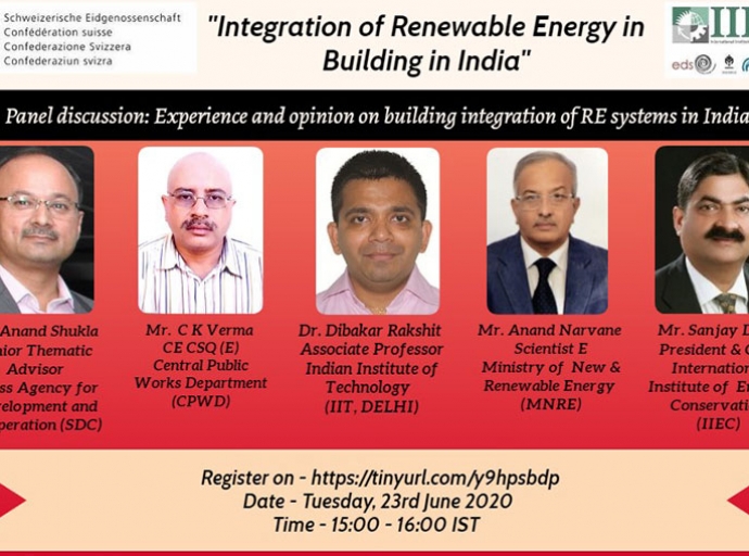 Recording of Webinar on "Renewable Energy Technologies for Building Applications”, on June 23, 2020